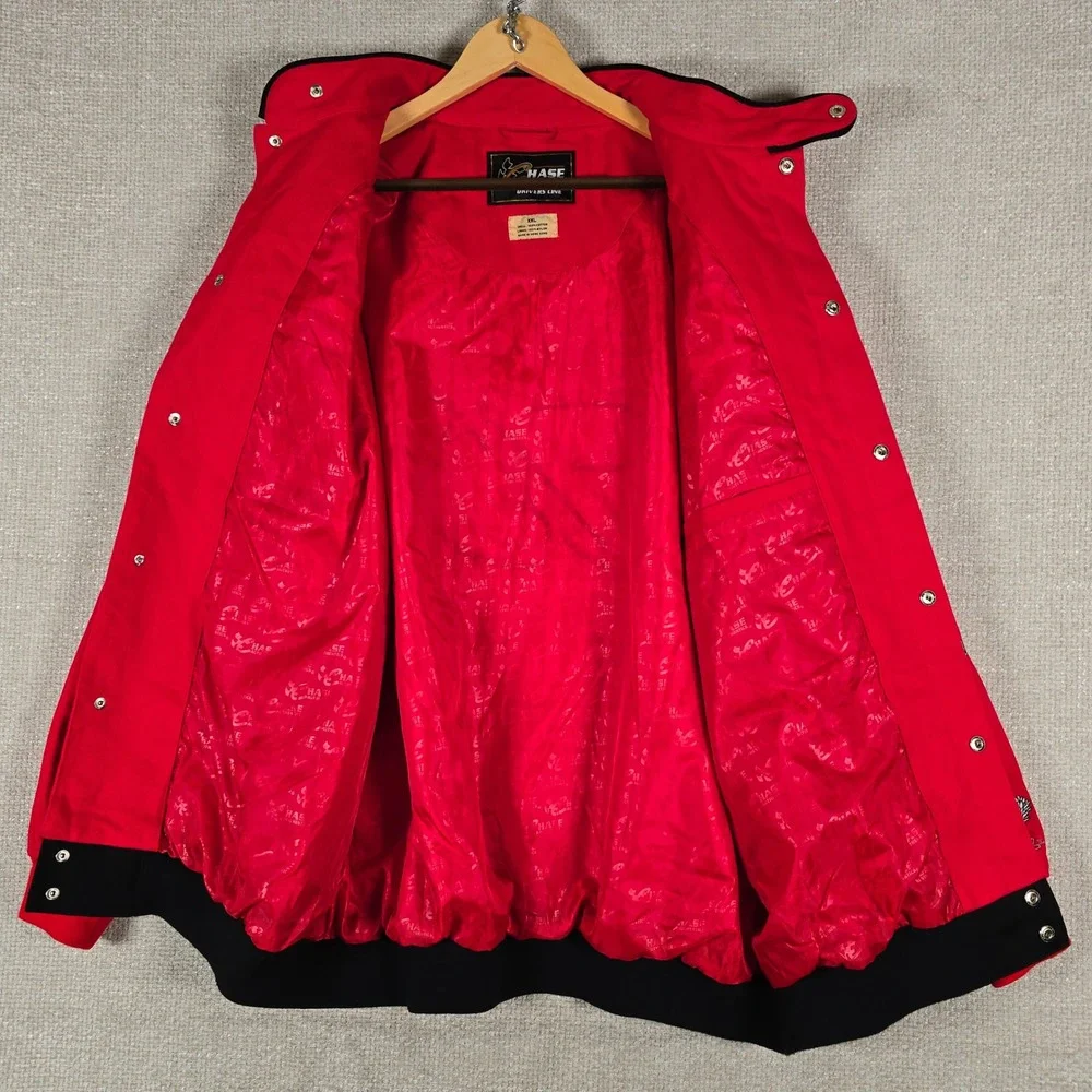 Chase Authentics Budweiser NASCAR Racing Jacket Red Cotton XXL Winston Cup Snap
